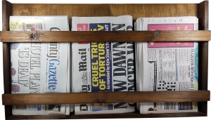 Wooden Newspaper and Magazine Holder Rack - Wall Mountable